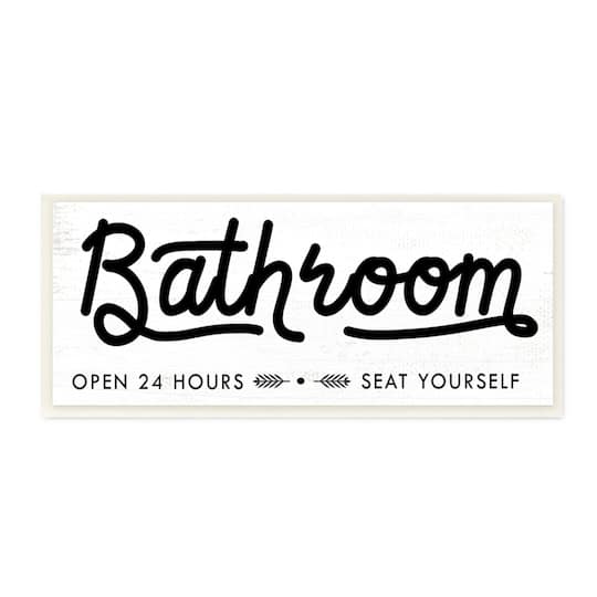 Stupell Industries Seat Yourself Bathroom Wooden Wall Plaque